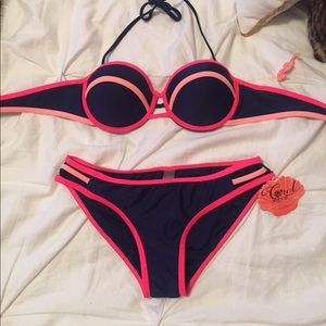 Navy and pink bikini