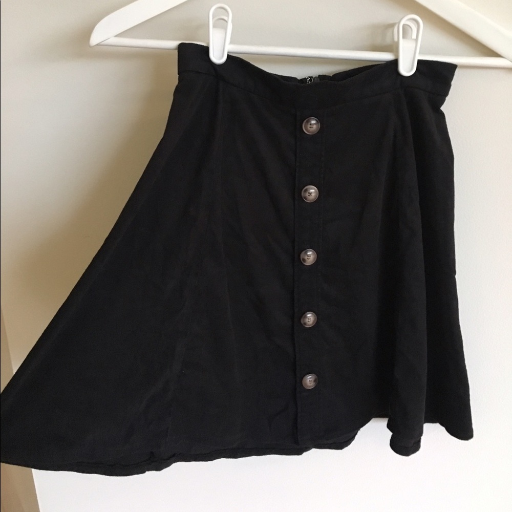 Black short Suede look mini skirt with buttons