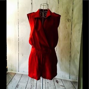 Red satin romper