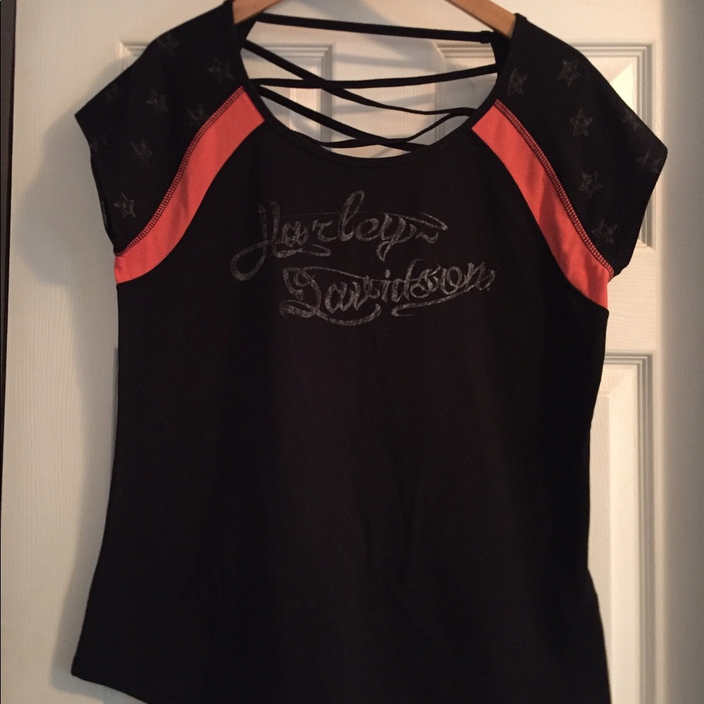 NWT Harley Davidson laced back top