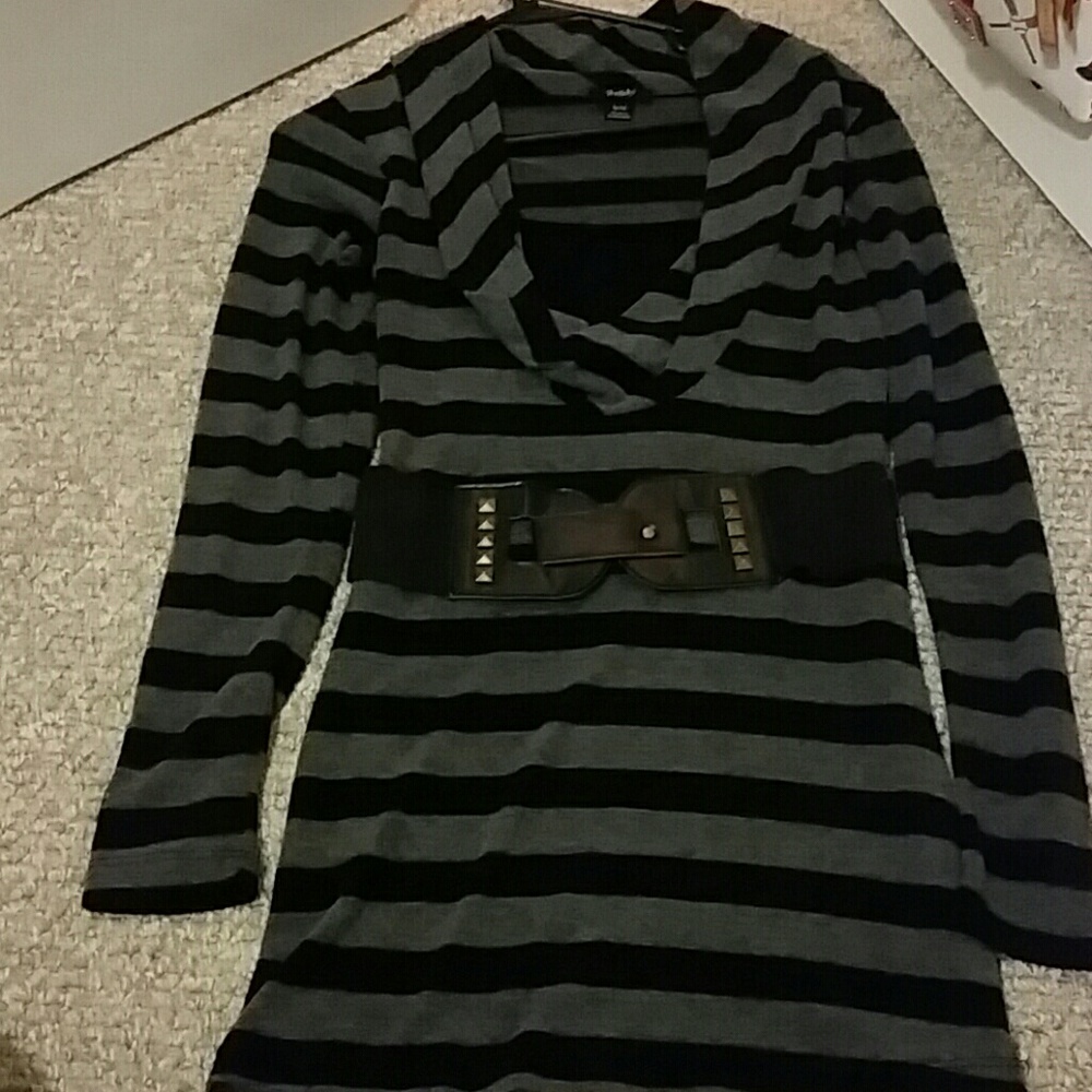 Grey and Black Long Sleeve Dress/Shirt