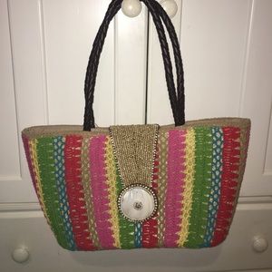 Rainbow purse with embroidered detail