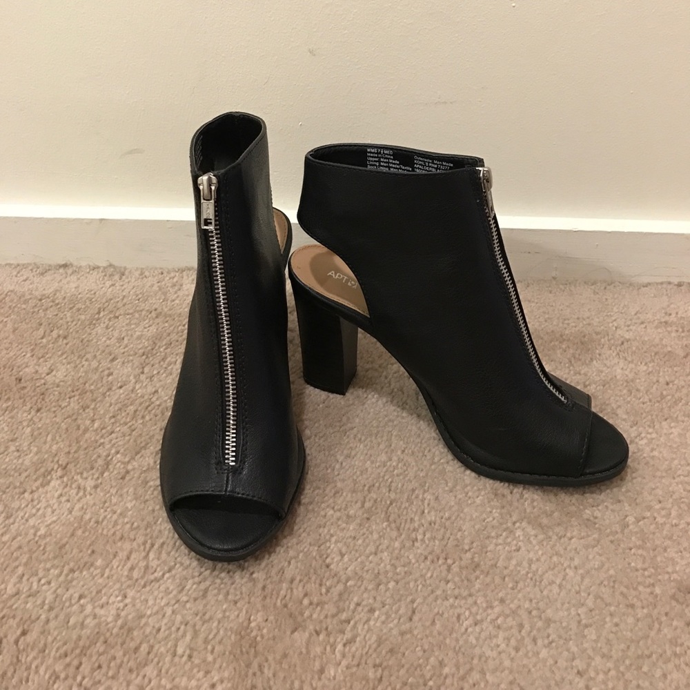 Apt. 9 Heeled Open Toe Booties with Zipper
