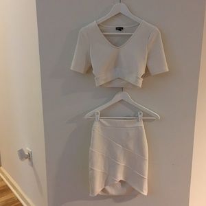 Express white set crop top and pencil skirt