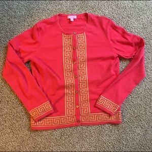 Lilly Pulitzer sweater coral and gold Medium