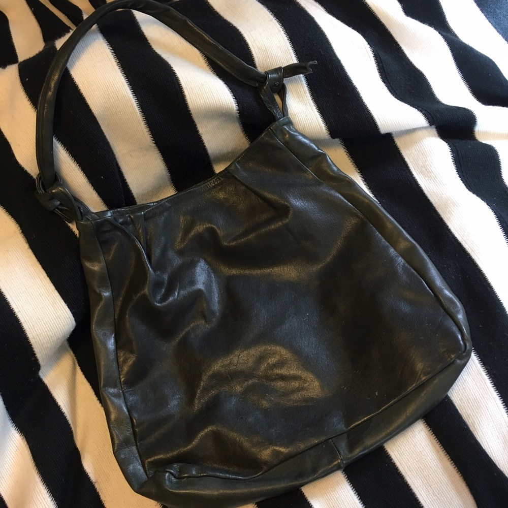 Classic black leather hobo