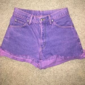 Purple wash Levi's denim shorts