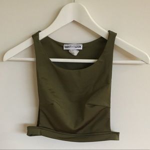 Green side boob cut out crop top