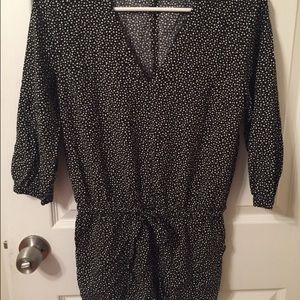 Black and white V-neck romper
