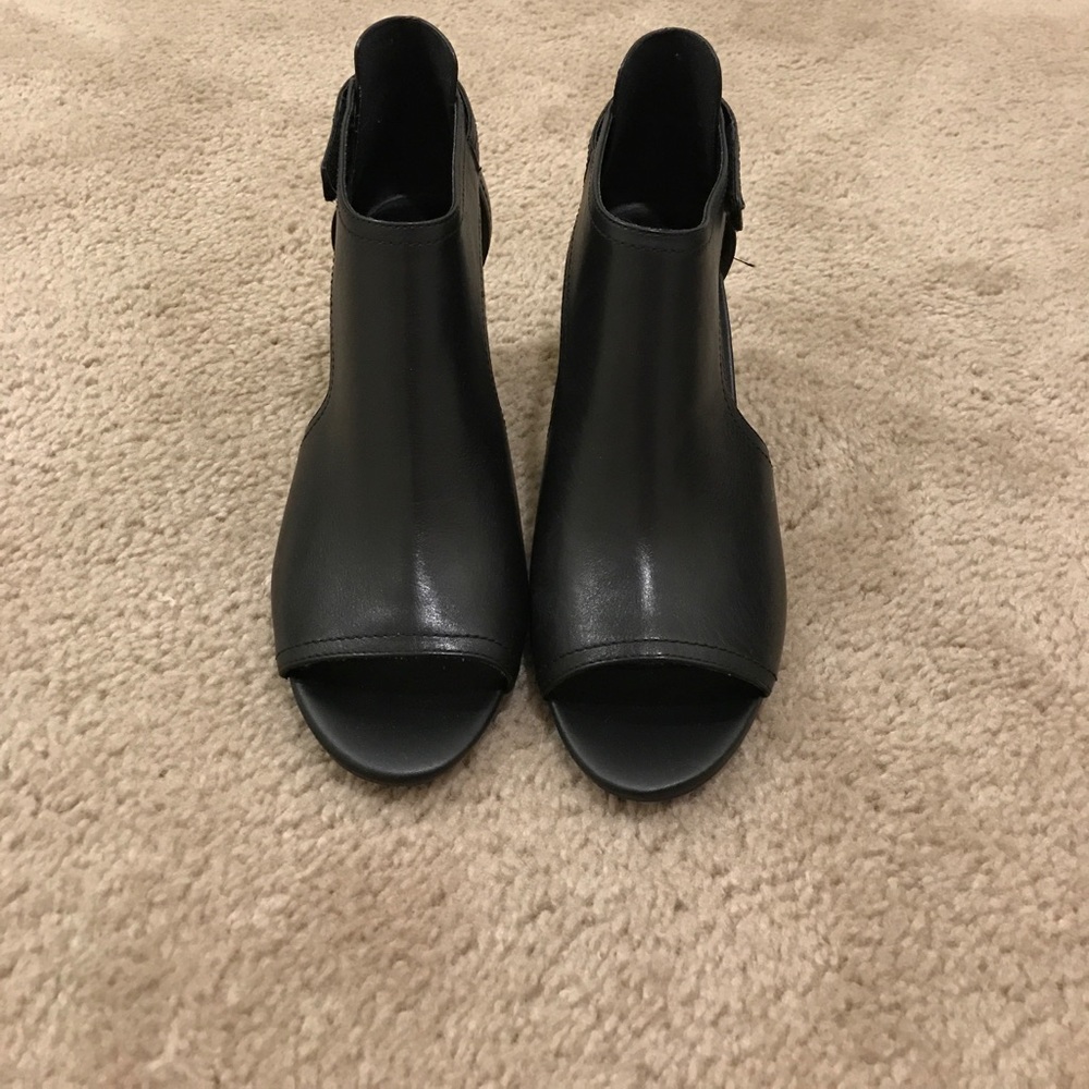 Halston Black Booties with Small Wedge