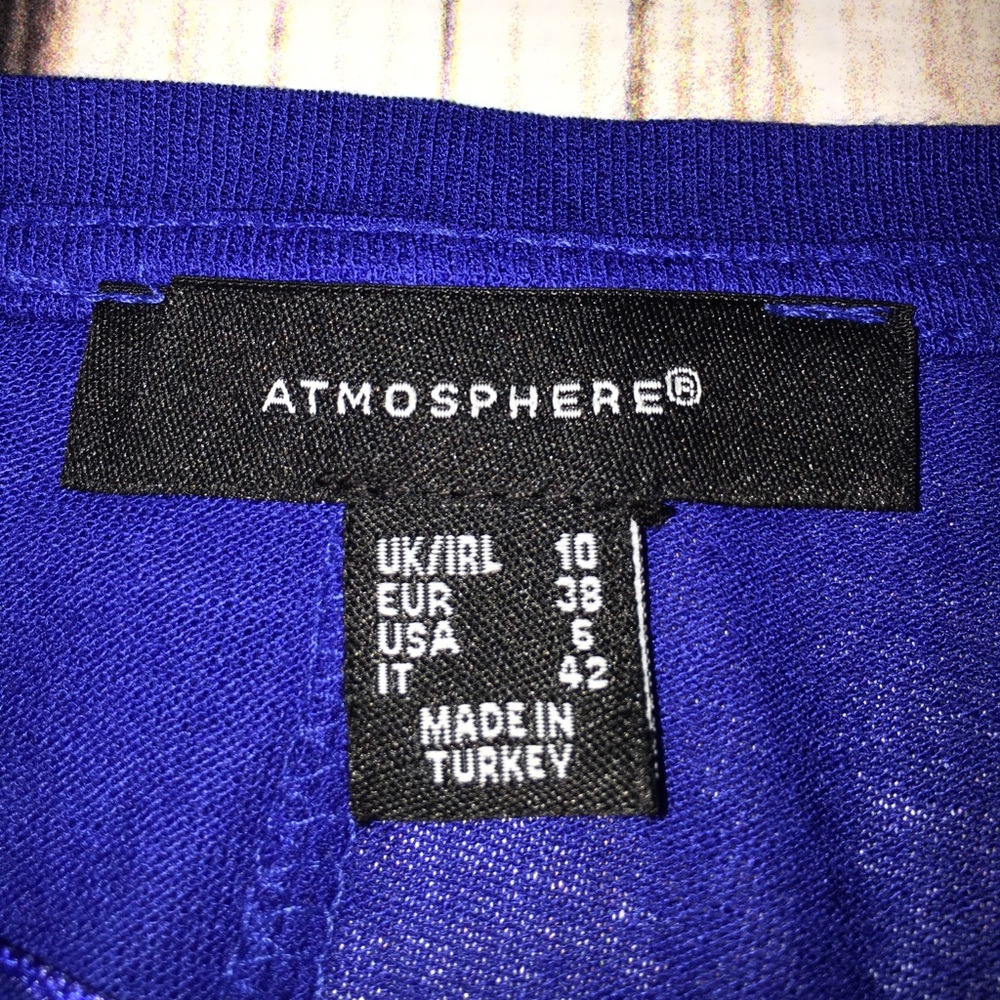 Atmosphere Blue shorts sleeve high low back Sz: 6 - Picture 5 of 5