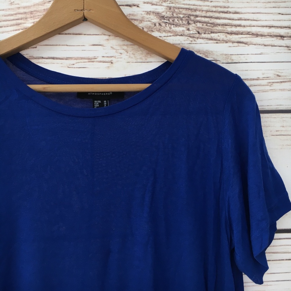 Atmosphere Blue shorts sleeve high low back Sz: 6 - Picture 2 of 5