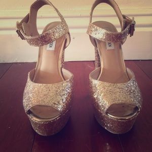 Gold Glitter Steve Madden Platform