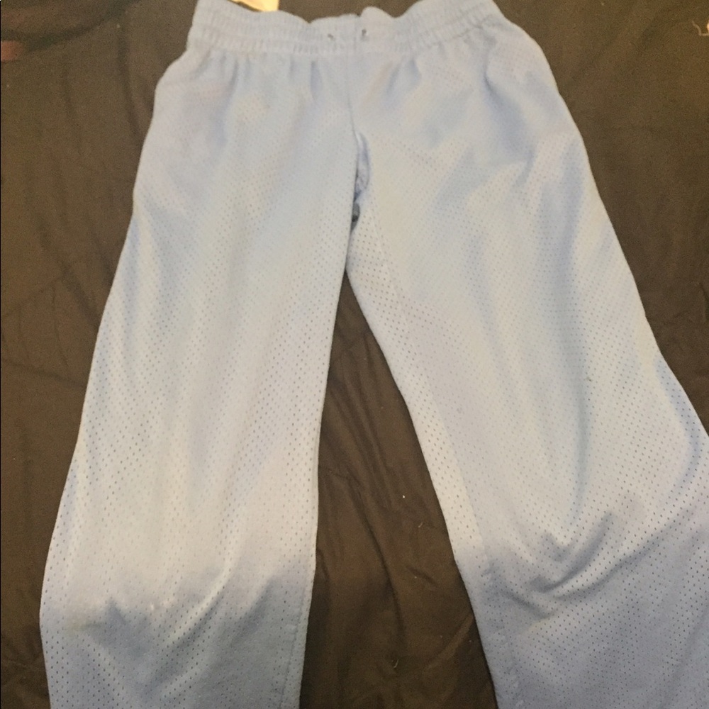 Blue and pink running pants