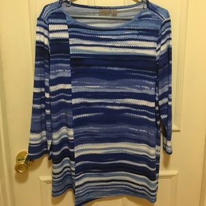 Blue and white striped tunic by Chico's.