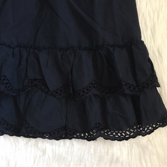 LOFT Skirts Ann Taylor Loft Navy Blue Eyelet Lace Skirt Poshmark