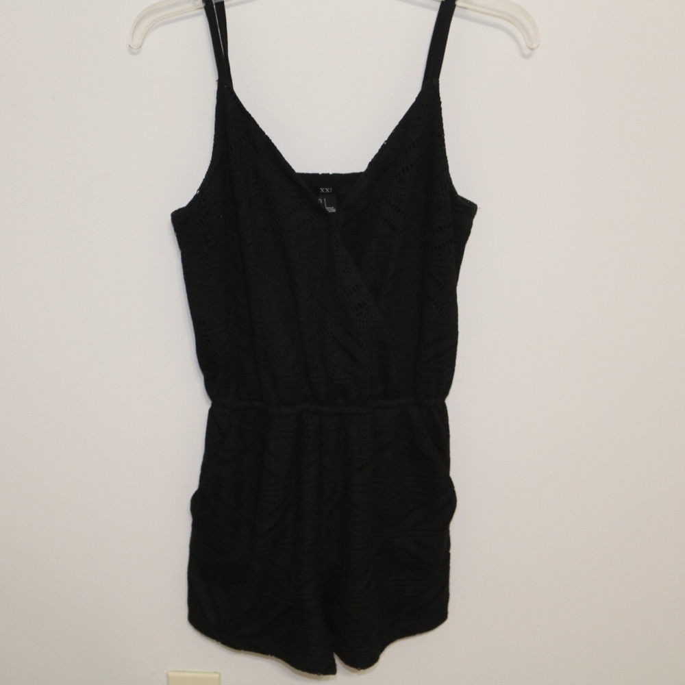 Women's Forever 21 Black Crochet Romper