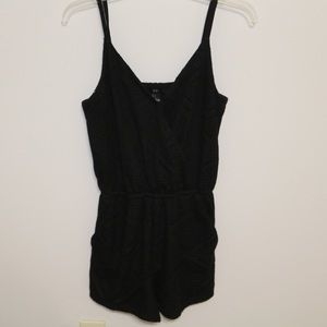 Women's Forever 21 Black Crochet Romper