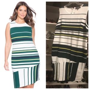 Lime and Navy Opposing Strip Dress
