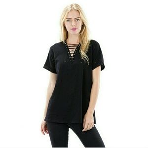 ▪️lace up distressed tee▪️