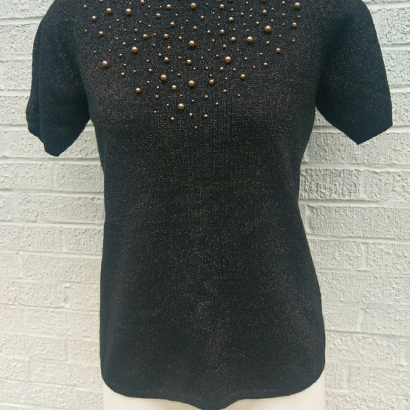 Susan Graver M brown metallic knot Ss with beafs - Picture 2 of 4