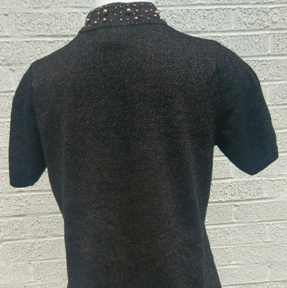 Susan Graver M brown metallic knot Ss with beafs - Picture 4 of 4