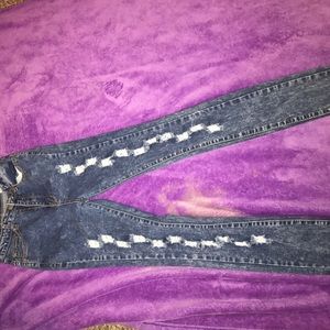 High waist blue jean pants