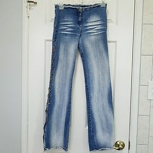Cello Jeans blue jeans laced up on the sides