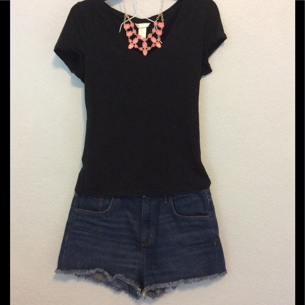H&M High Waisted Dark Denim Shorts