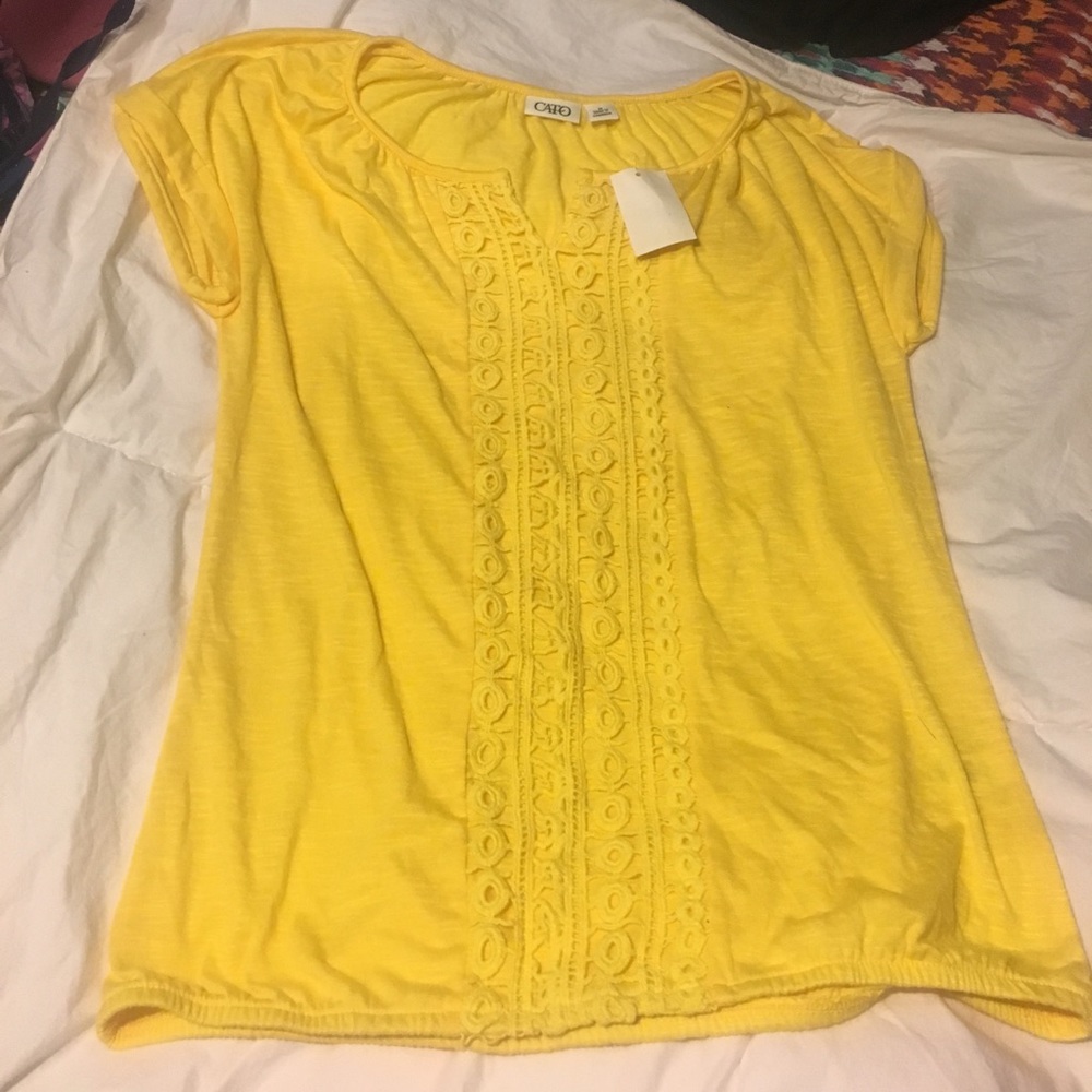Cato yellow shirt with lace detail NWT
