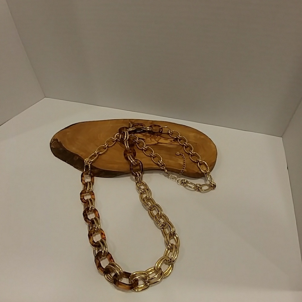 J Crew Factory gold and tortoise link necklace