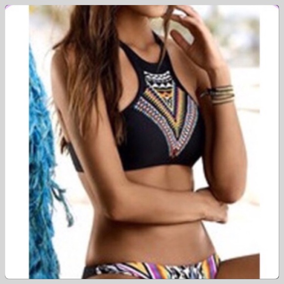 HP NWT  Black Tribal Aztec Halter Bikini - Picture 2 of 8
