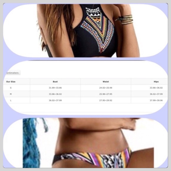 HP NWT  Black Tribal Aztec Halter Bikini - Picture 4 of 8