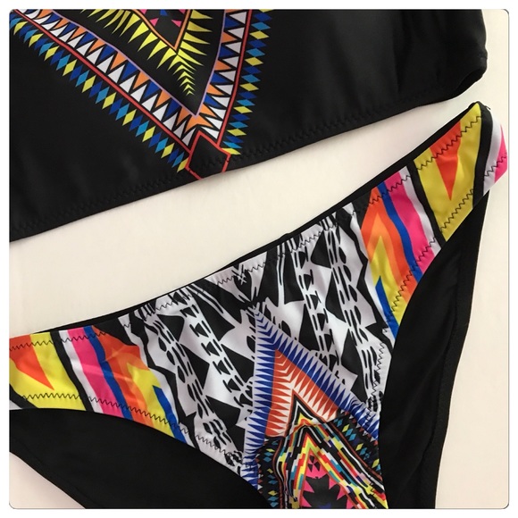 HP NWT  Black Tribal Aztec Halter Bikini - Picture 7 of 8