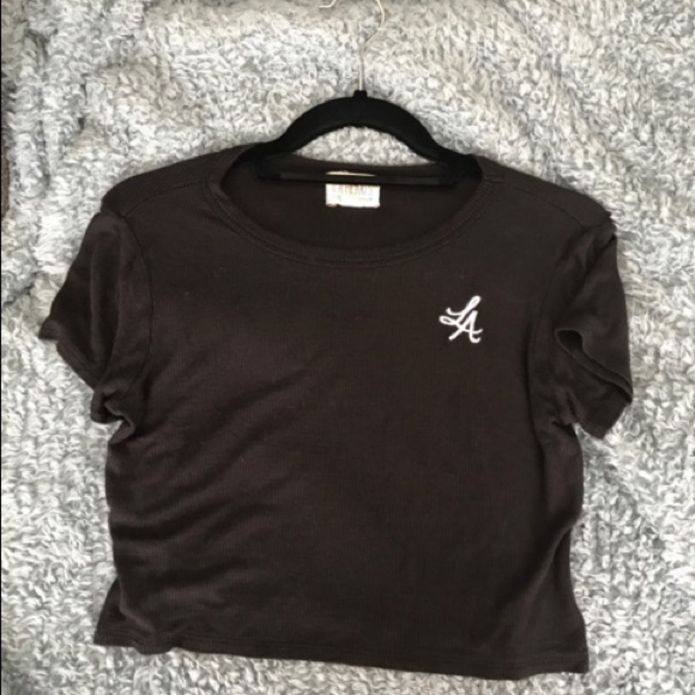 Black LA Hearts cropped shirt
