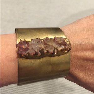 Gold plated and stone cuff