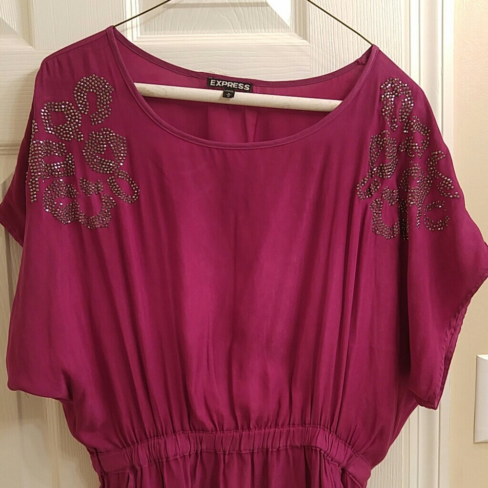Express sequin sleeve dress w/pockets