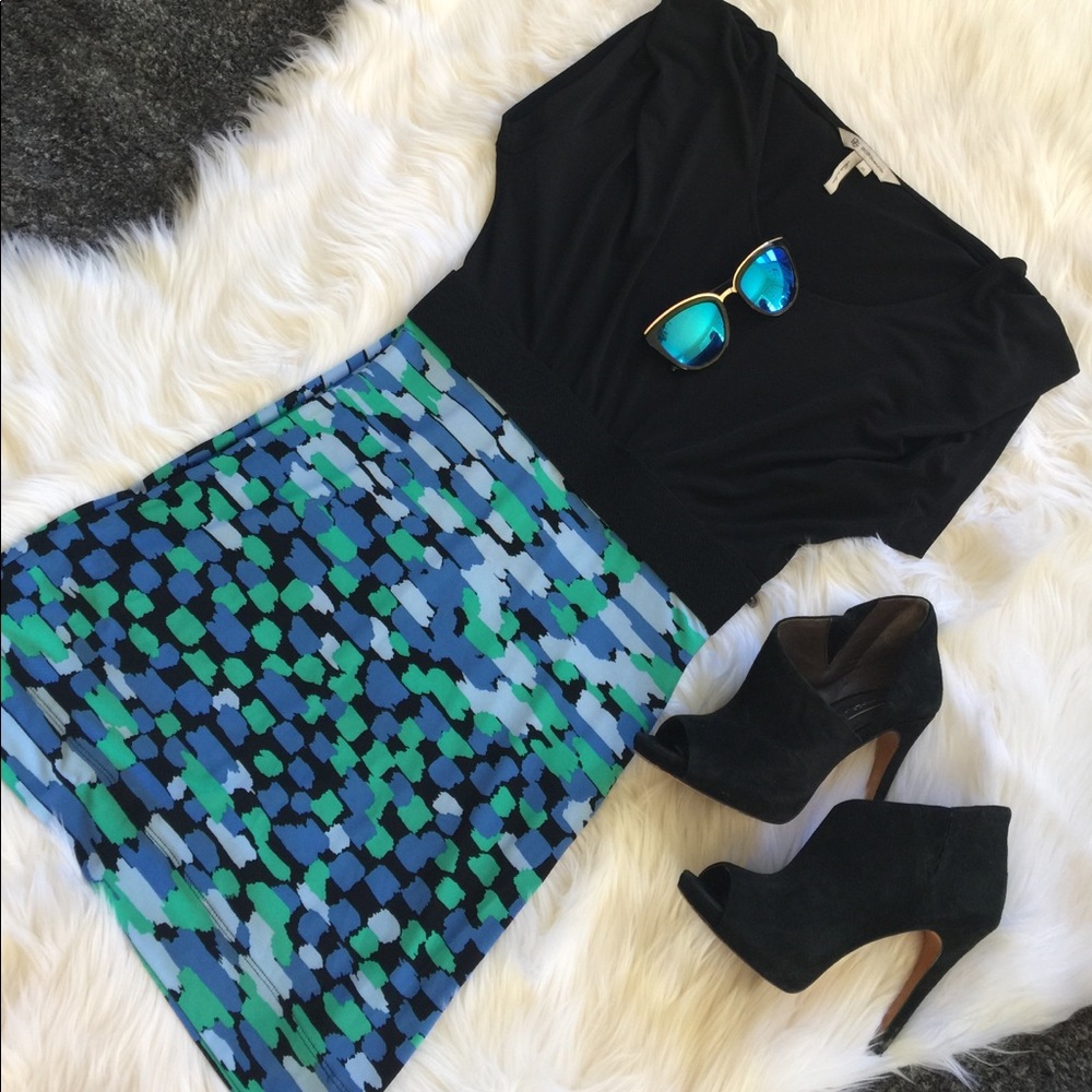BCBGeneration Black and Aqua Blue XS Women's Dress