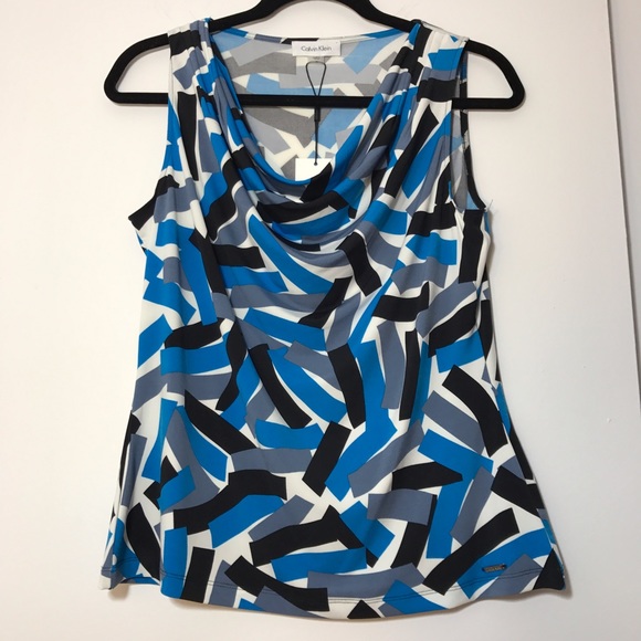 Calvin Klein mix Strips Sleeveless Blouse - Picture 2 of 7