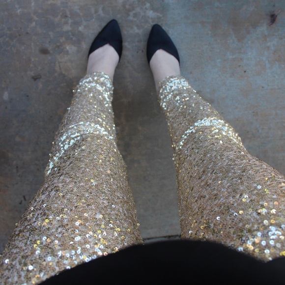 Lanyu Pants - Lanyu Gold Sequin Leggings