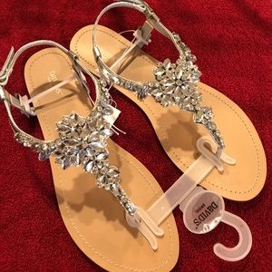 Silver Jeweled Sandals