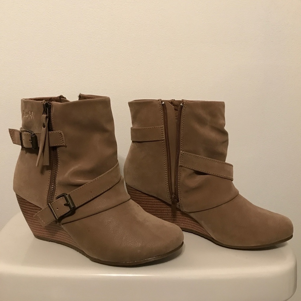 Tan suede booties; never worn!
