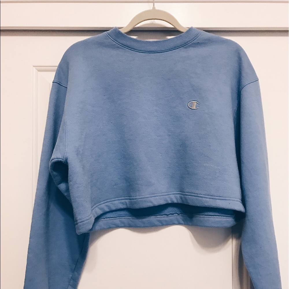Light blue cropped champion sweater