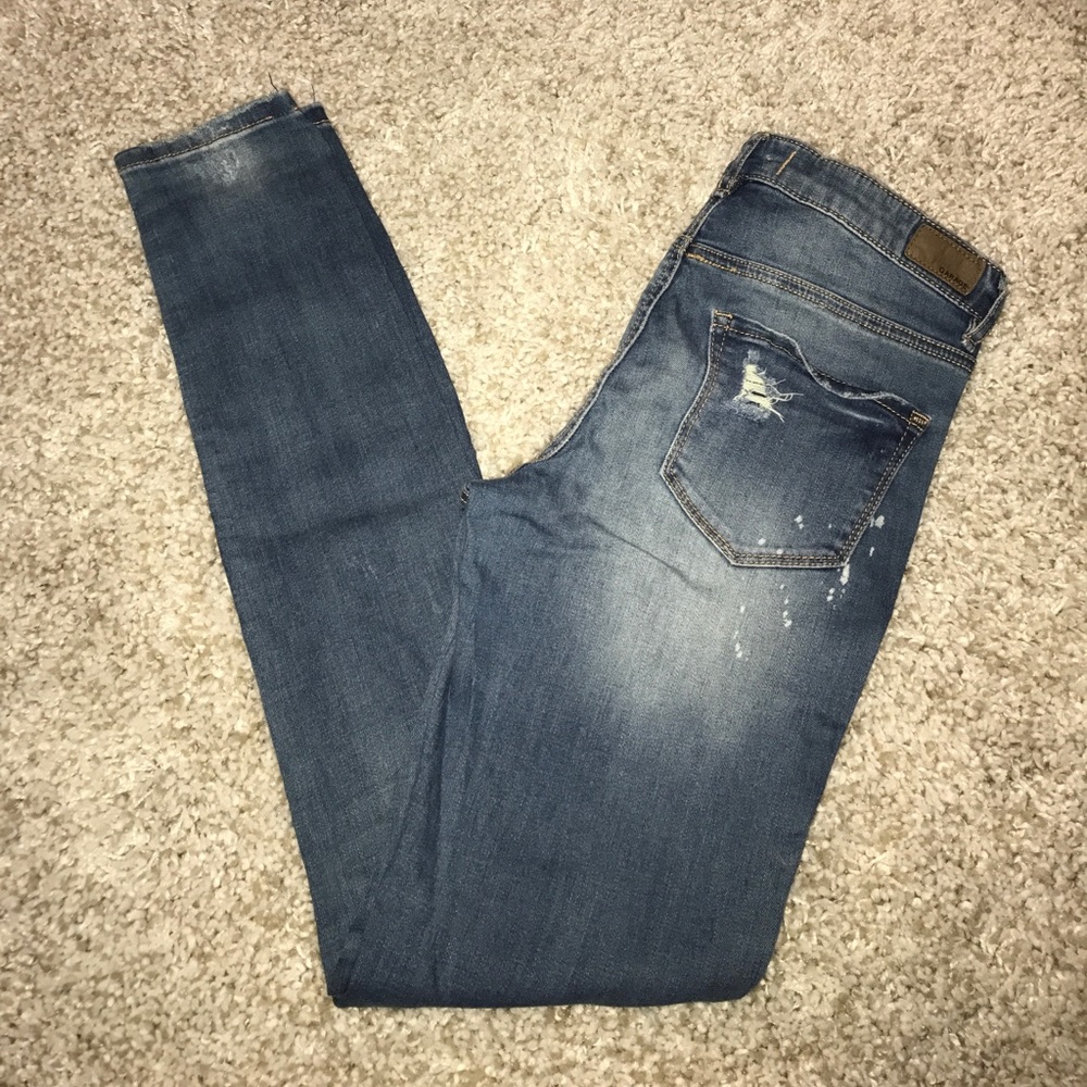 Garage Ripped Light Wash Splatter Paint Jeggings