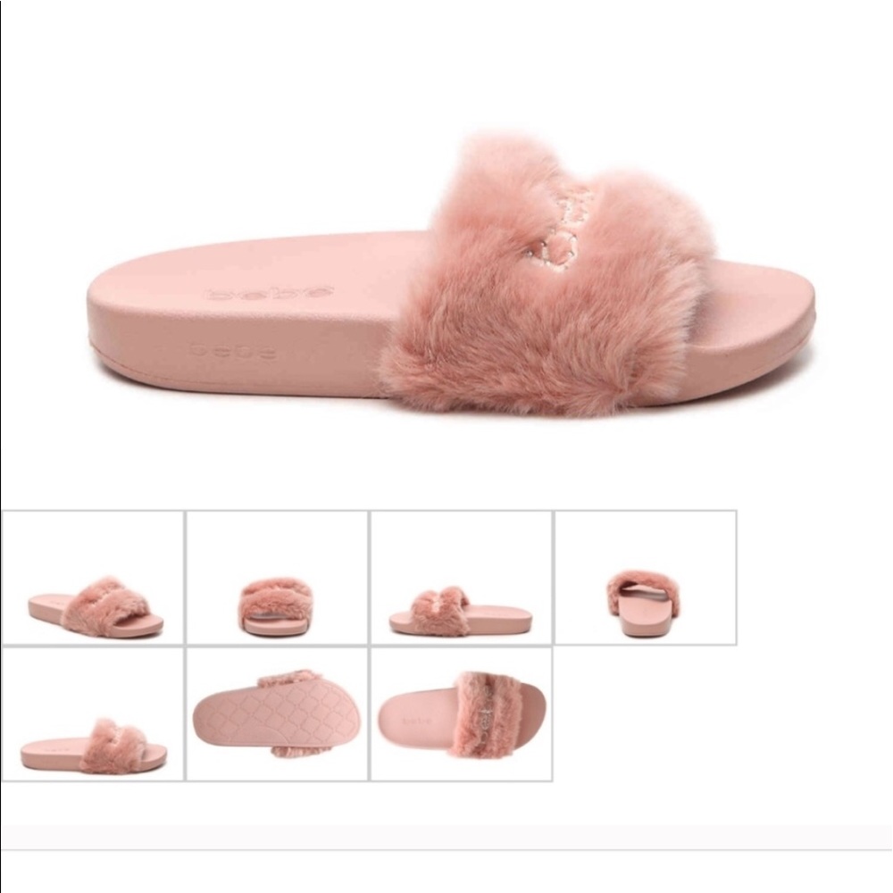 Blush BeBe Fur Slides size 6