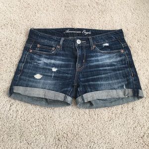 Distressed American Eagle denim shorts