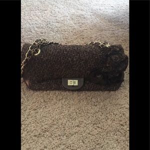 Women's brown corduroy handbag