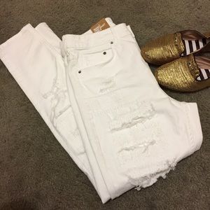 Distressed White Denim