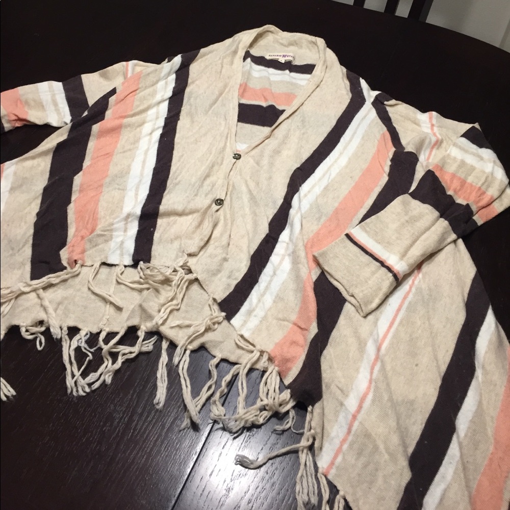 Fringed striped sweater from Altar'd State