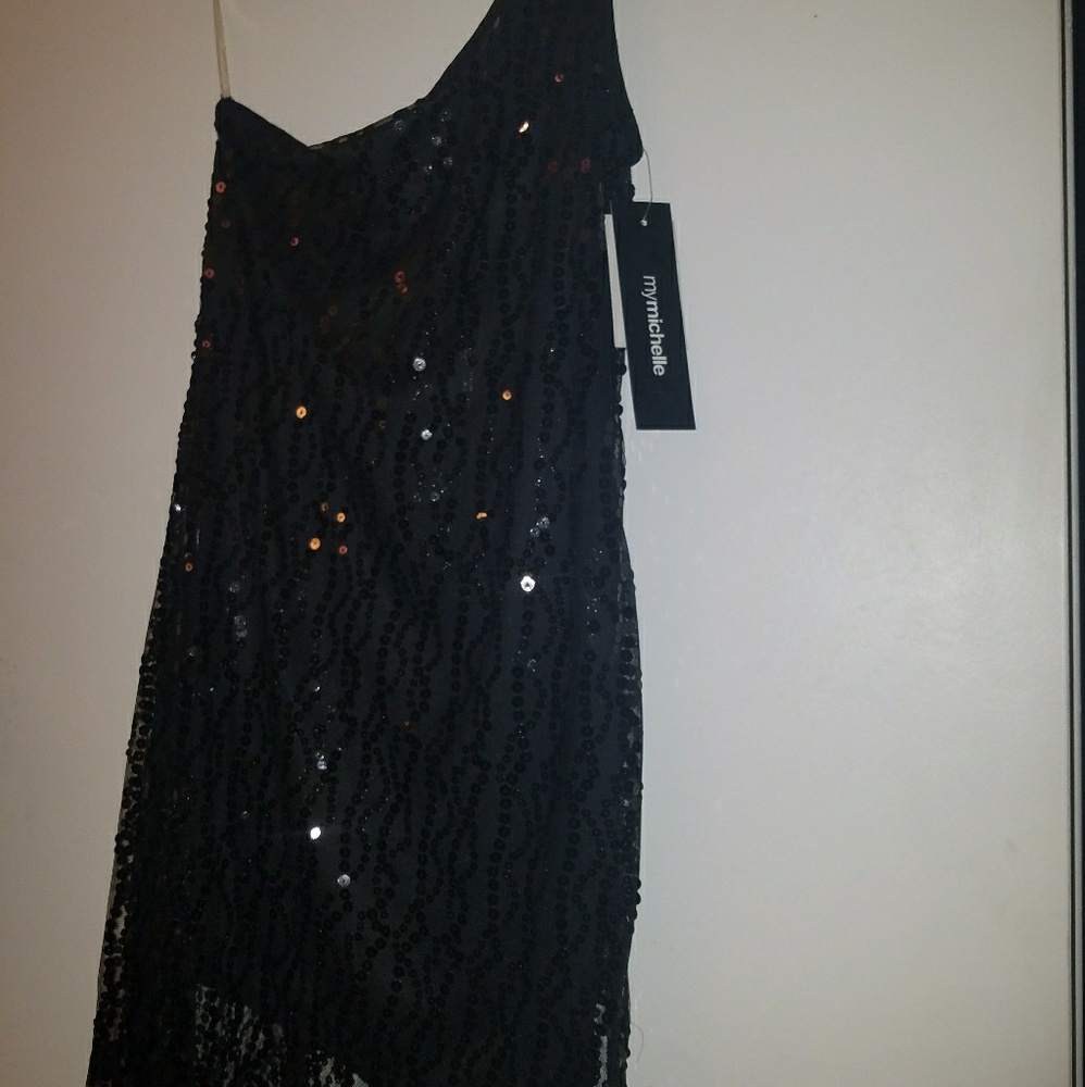 My Michelle Sequin Dress One Strap Shoulder
